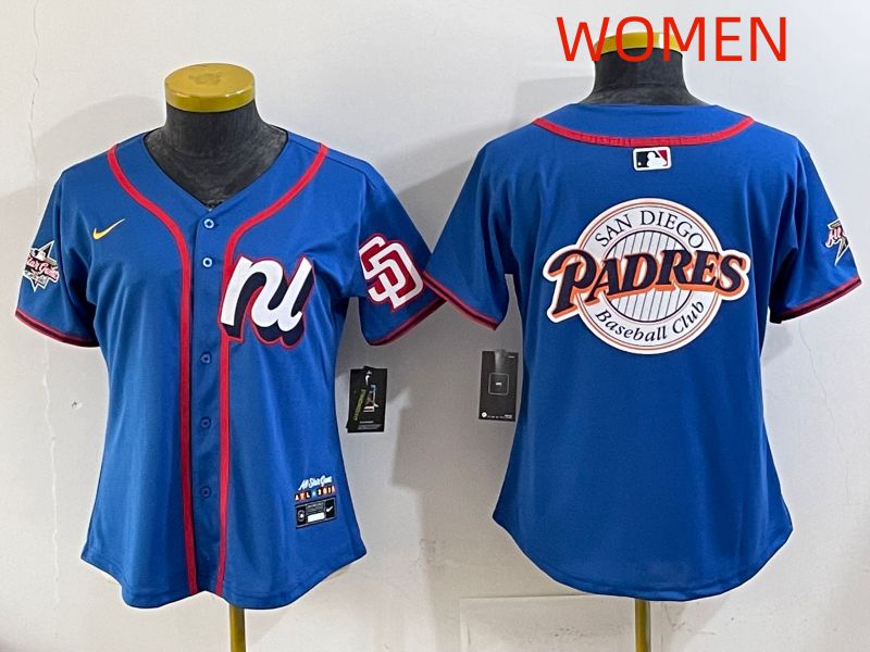Women 2025 San Diego Padres Blank Blue All star Nike MLB Jersey style 05